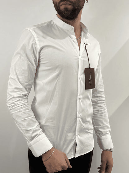Camicia Matera in cotone elasticizzato collo coreano