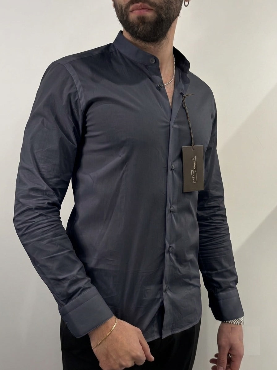 Camicia Matera in cotone elasticizzato collo coreano