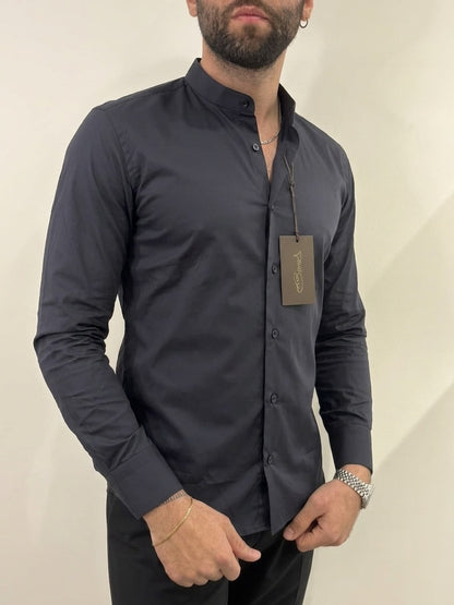 Camicia Matera in cotone elasticizzato collo coreano