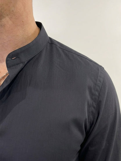 Camicia Matera in cotone elasticizzato collo coreano