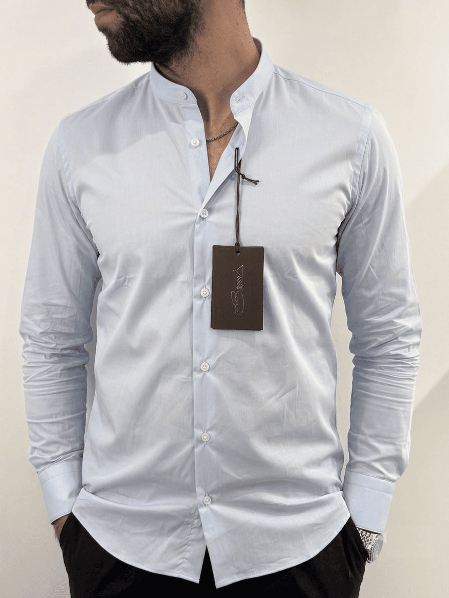 Camicia Matera in cotone elasticizzato collo coreano