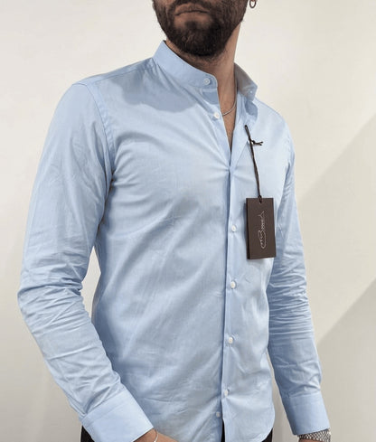 Camicia Matera in cotone elasticizzato collo coreano
