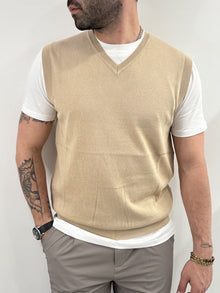 Gilet Hamaki-Ho con scollo a V beige