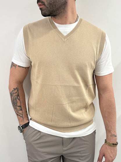 Gilet Hamaki-Ho con scollo a V beige