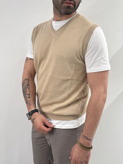 Gilet Hamaki-Ho con scollo a V beige