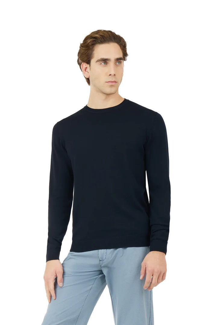 Pullover in cotone basic Sorbino blu navy