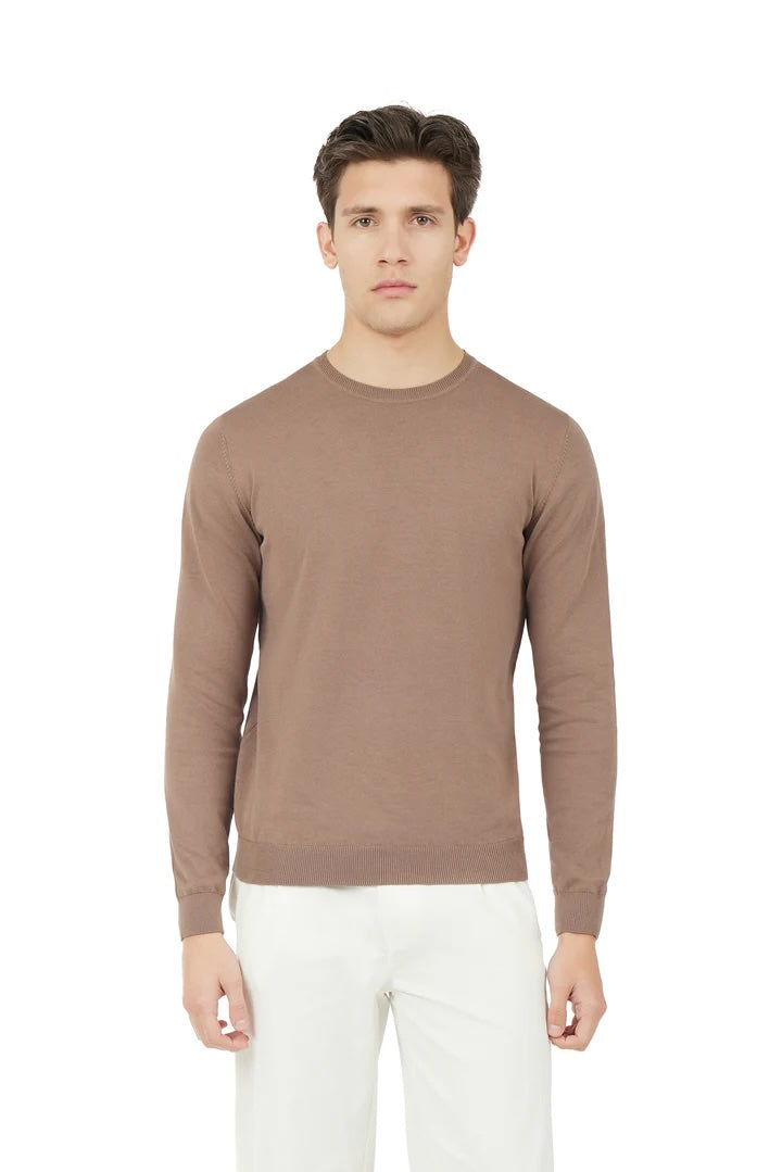 Pullover in cotone basic Sorbino fango