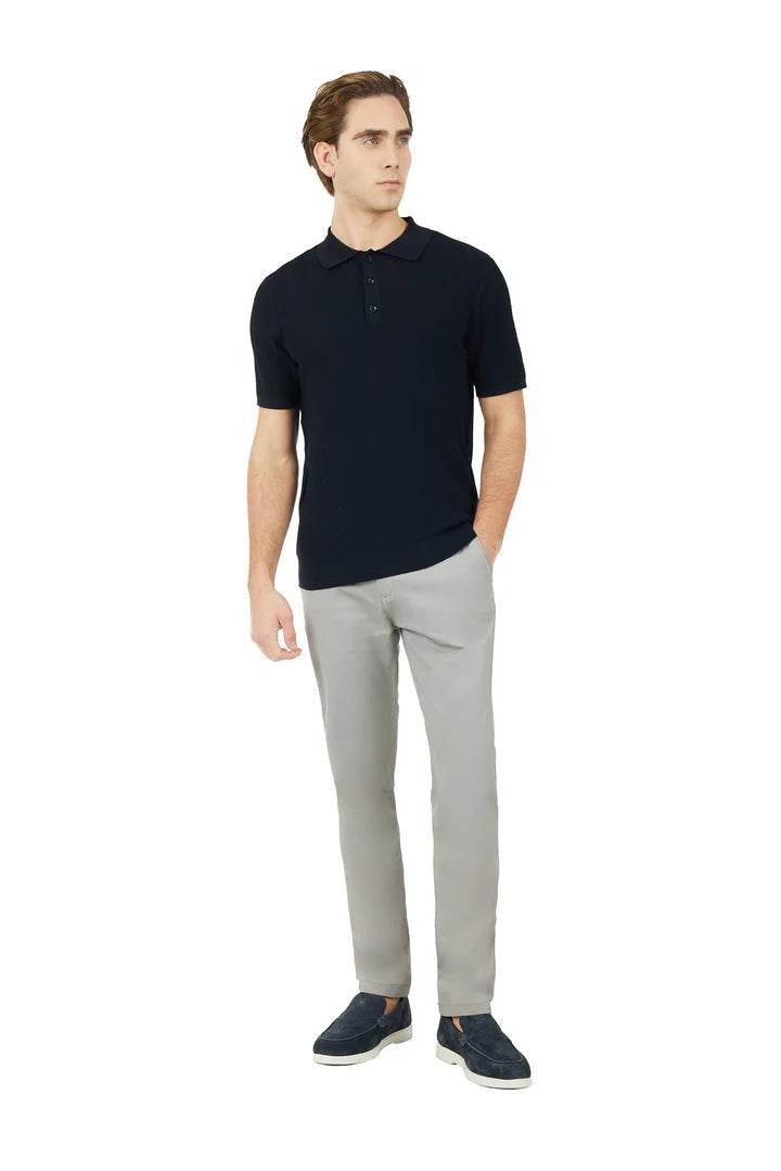 Polo in maglia con trama Sorbino blu navy