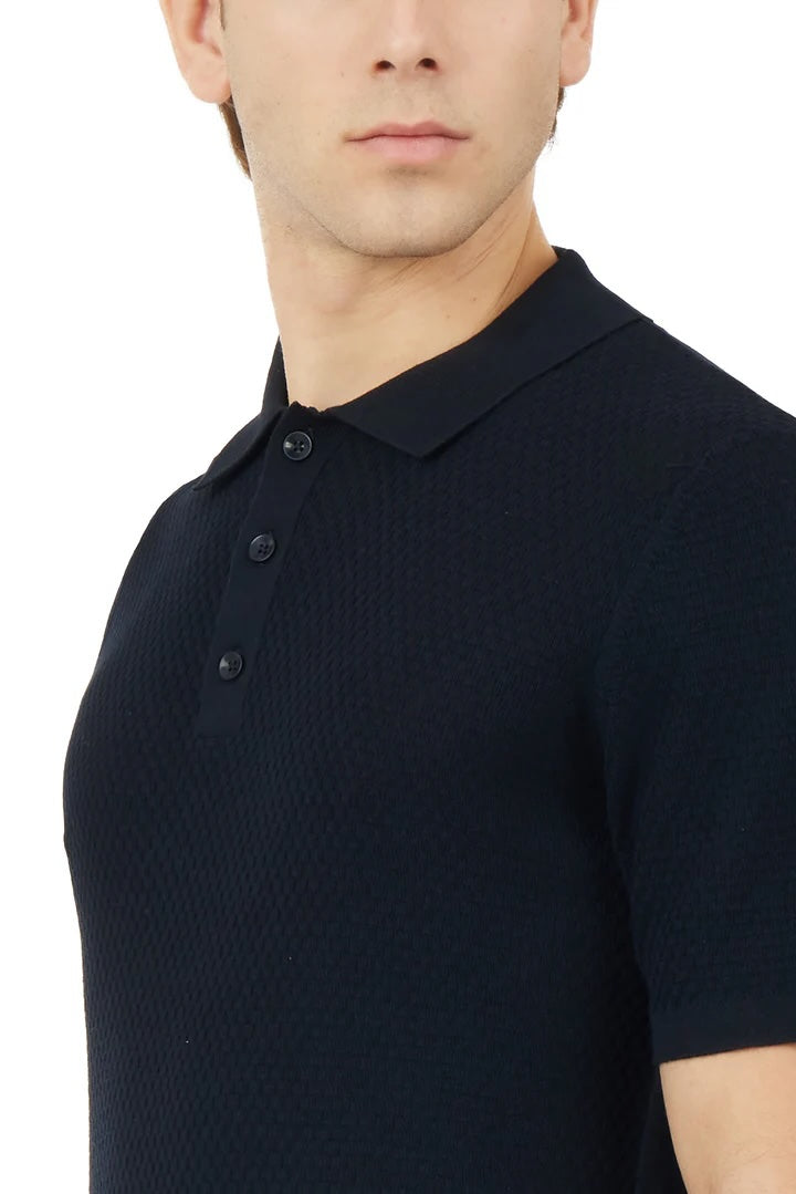 Polo in maglia con trama Sorbino blu navy