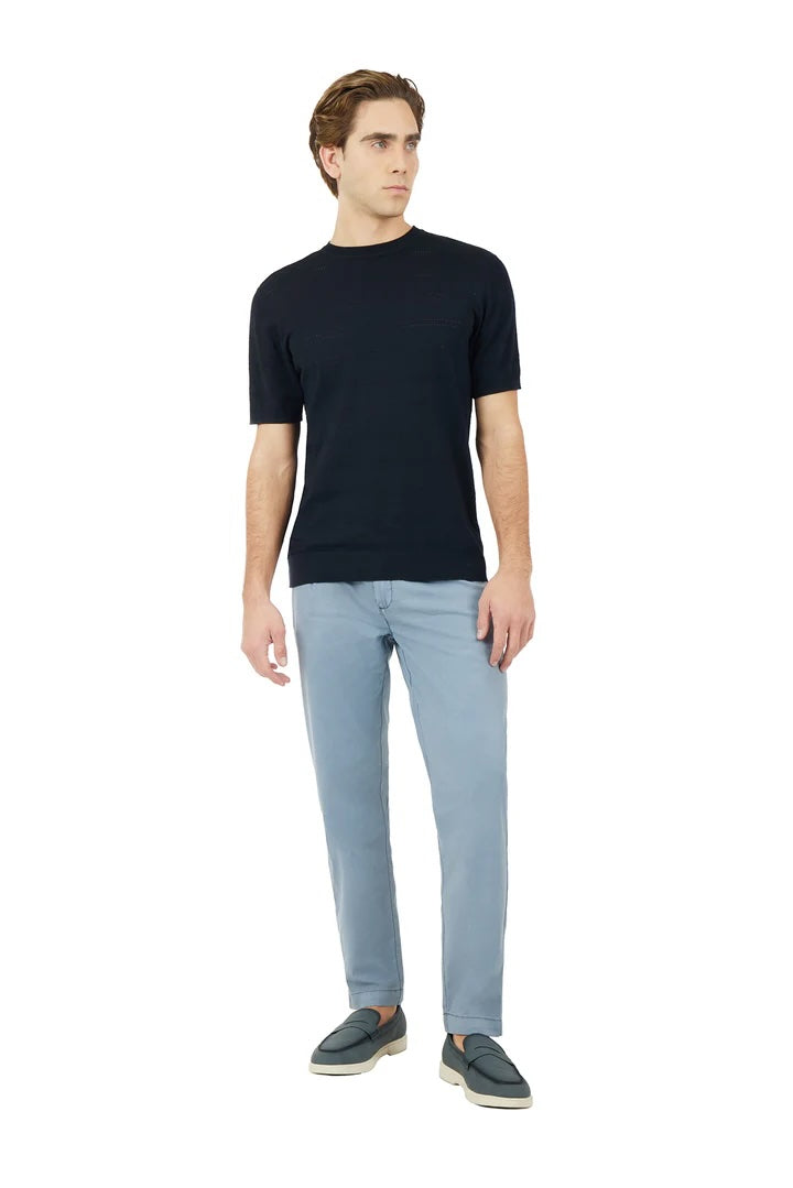 T-shirt in maglia con trama Sorbino blu navy