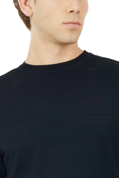 T-shirt in maglia con trama Sorbino blu navy