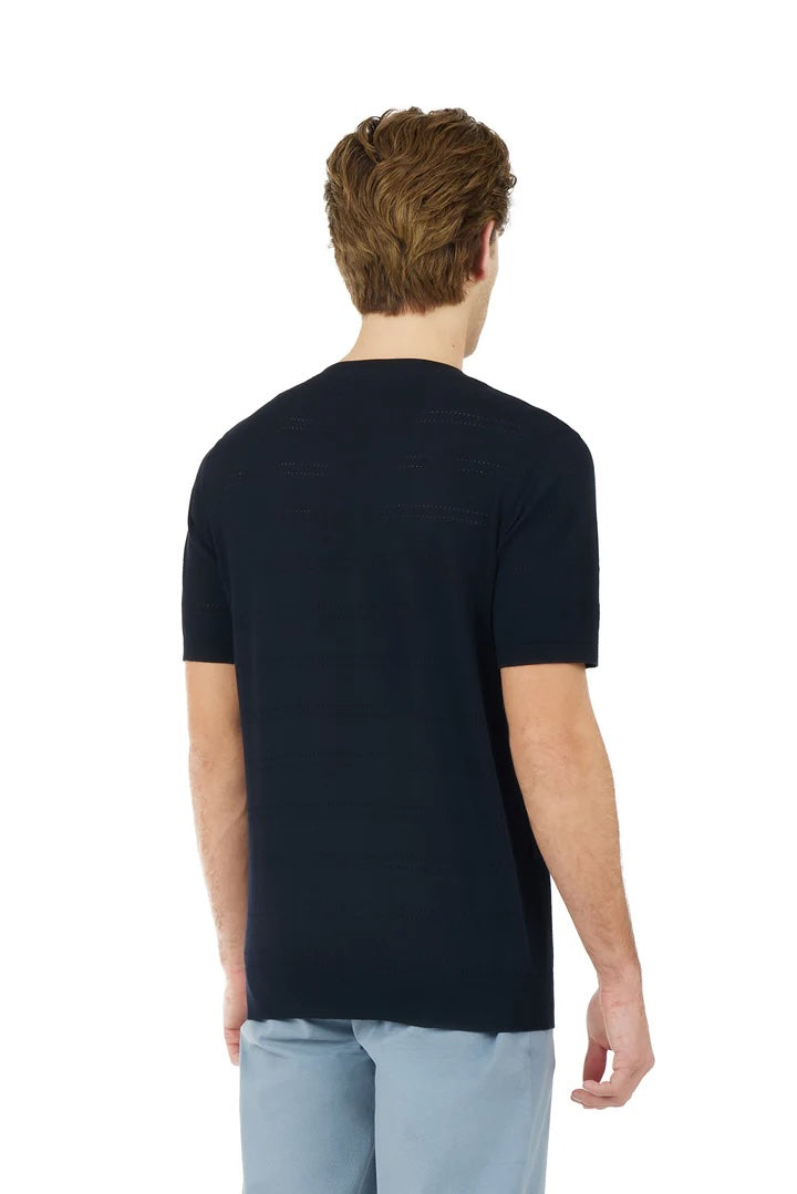 T-shirt in maglia con trama Sorbino blu navy