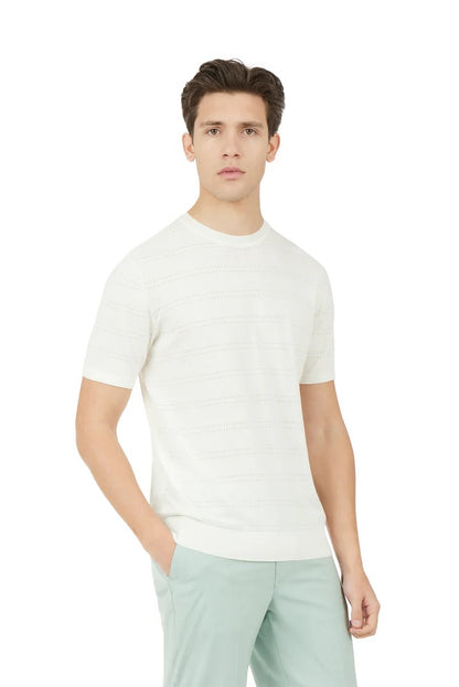 T-shirt in maglia con trama Sorbino