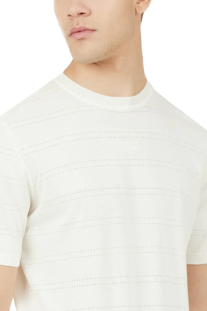 T-shirt in maglia con trama Sorbino