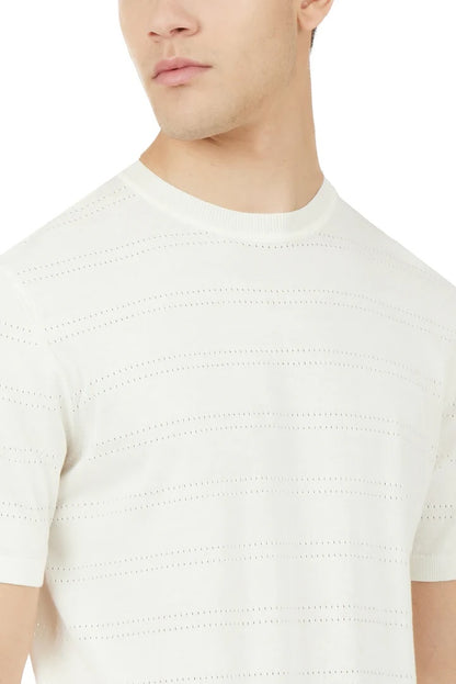 T-shirt in maglia con trama Sorbino