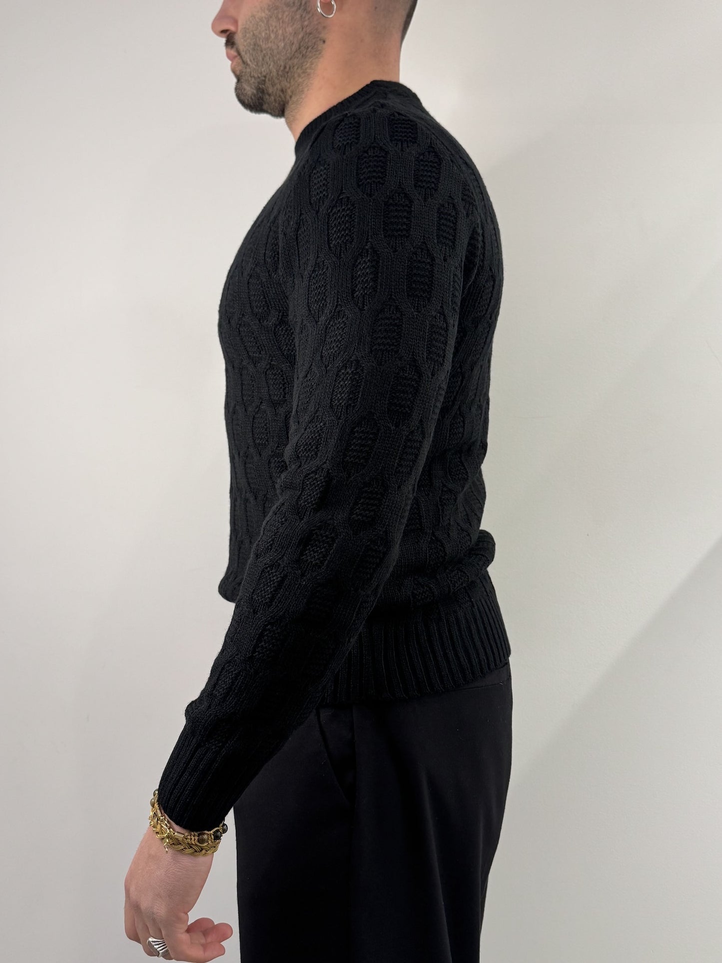 Maglione girocollo intrecciato sorbino