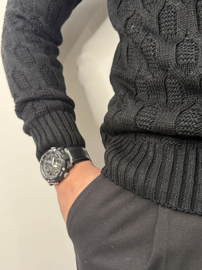 Maglione girocollo intrecciato sorbino