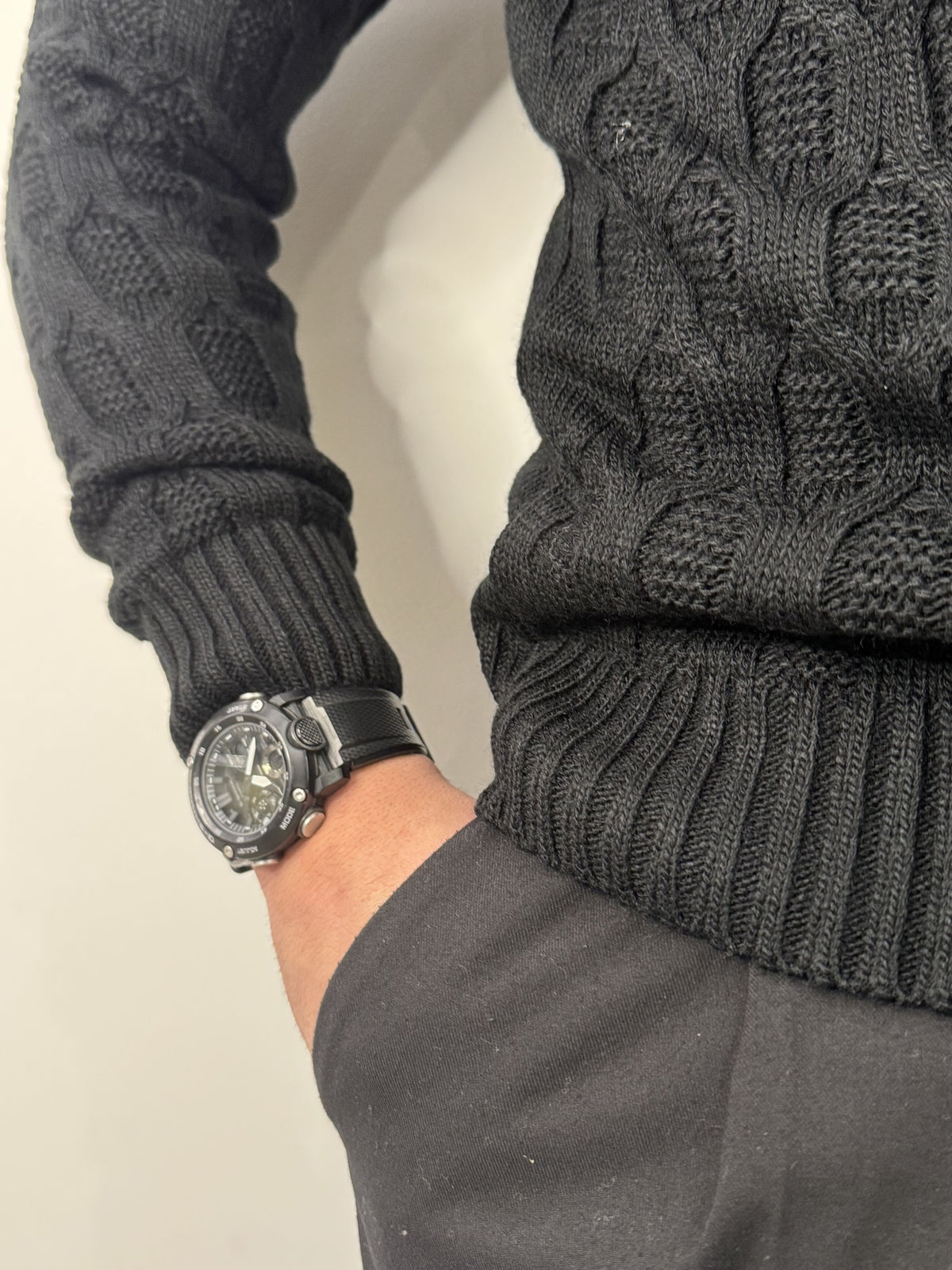 Maglione girocollo intrecciato sorbino