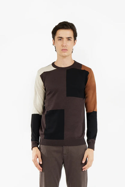 Pullover color block Sorbino moro
