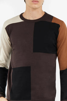 Pullover color block Sorbino moro