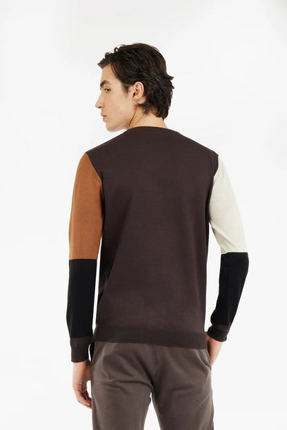 Pullover color block Sorbino moro