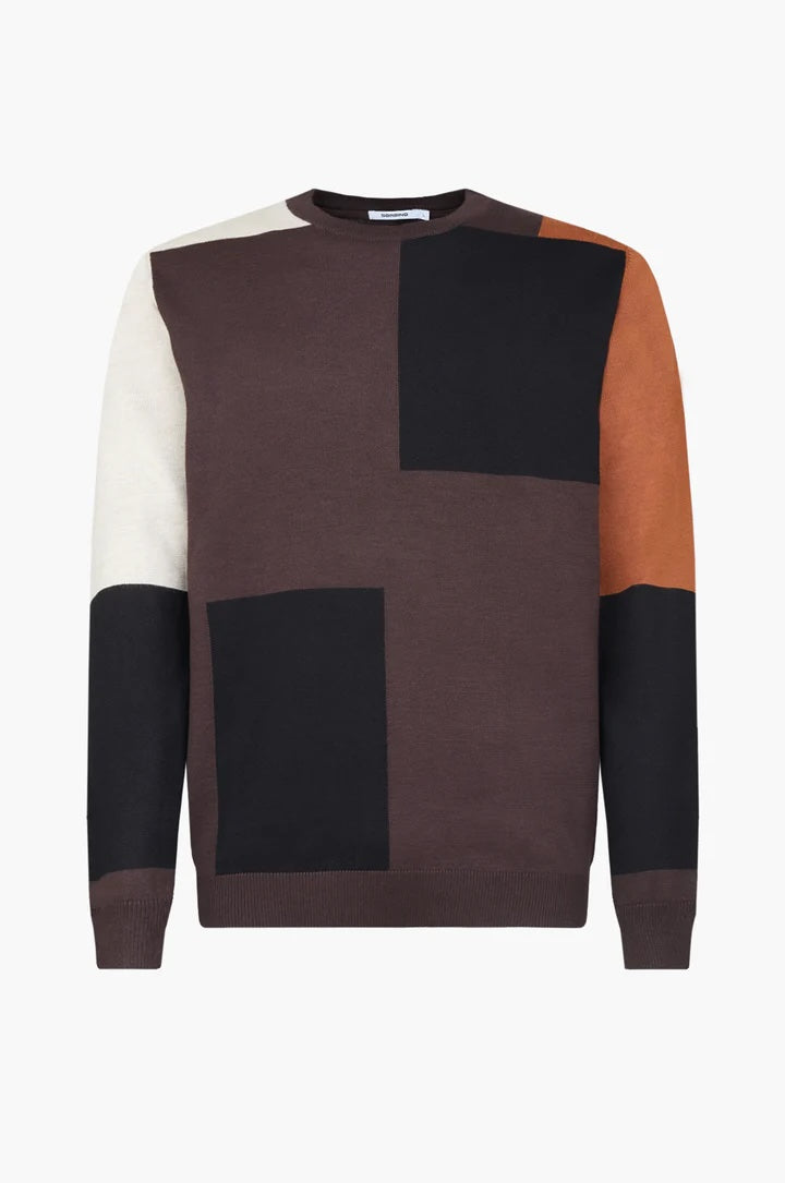 Pullover color block Sorbino moro
