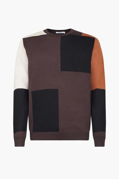 Pullover color block Sorbino moro
