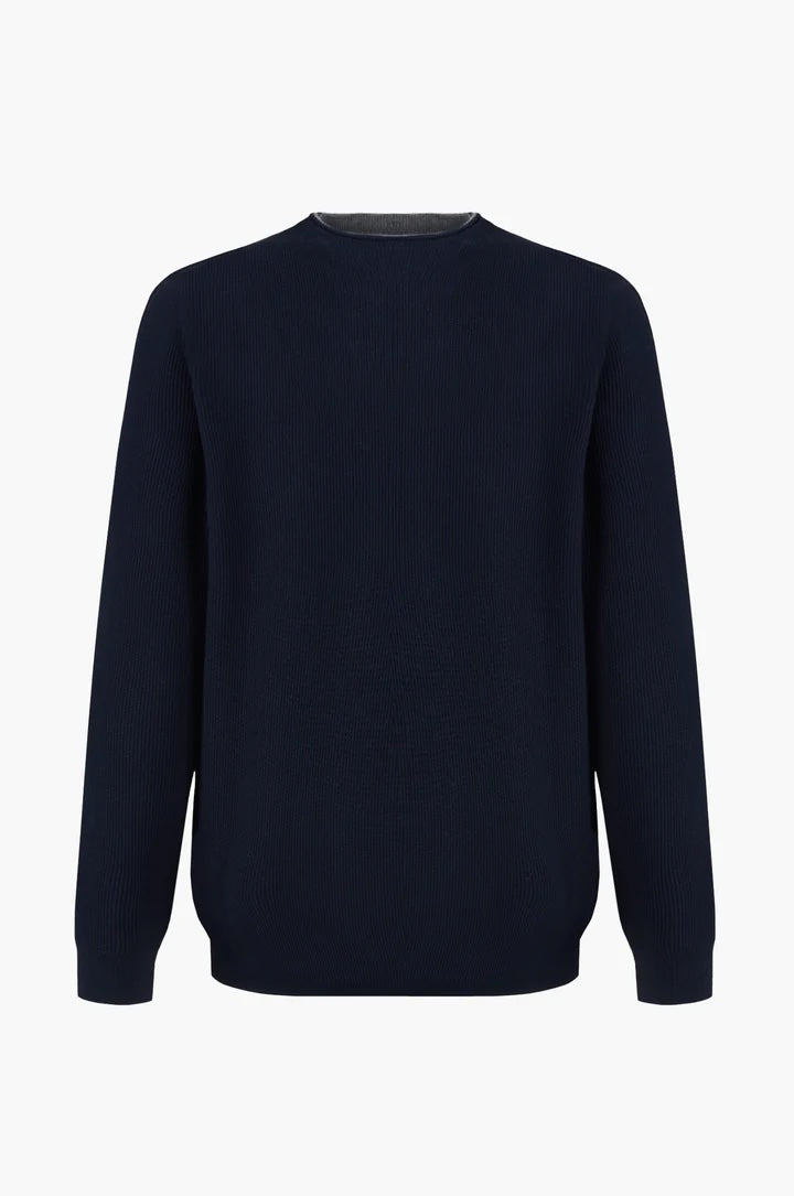 Pullover con struttura effetto doppia maglia sorbino blu