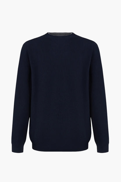 Pullover con struttura effetto doppia maglia sorbino blu