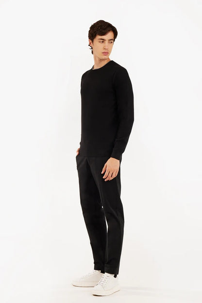 Pullover con struttura effetto doppia maglia sorbino nero