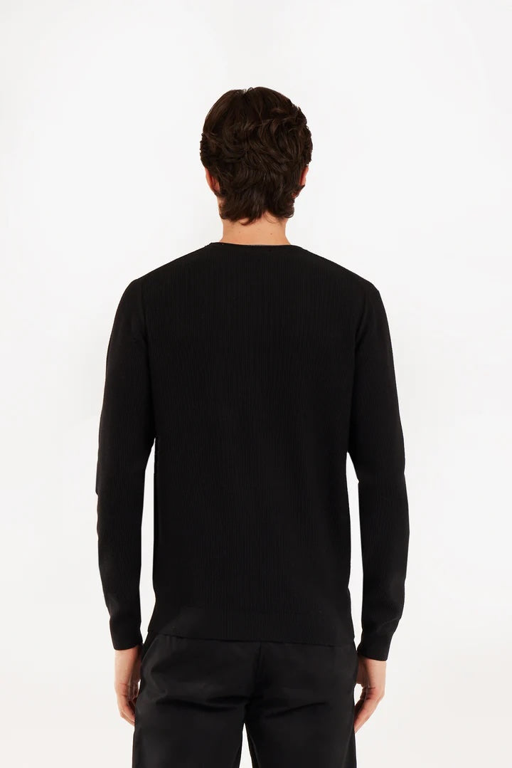 Pullover con struttura effetto doppia maglia sorbino nero