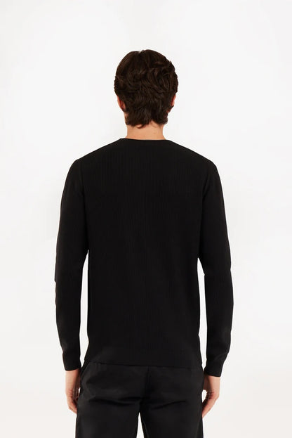 Pullover con struttura effetto doppia maglia sorbino nero