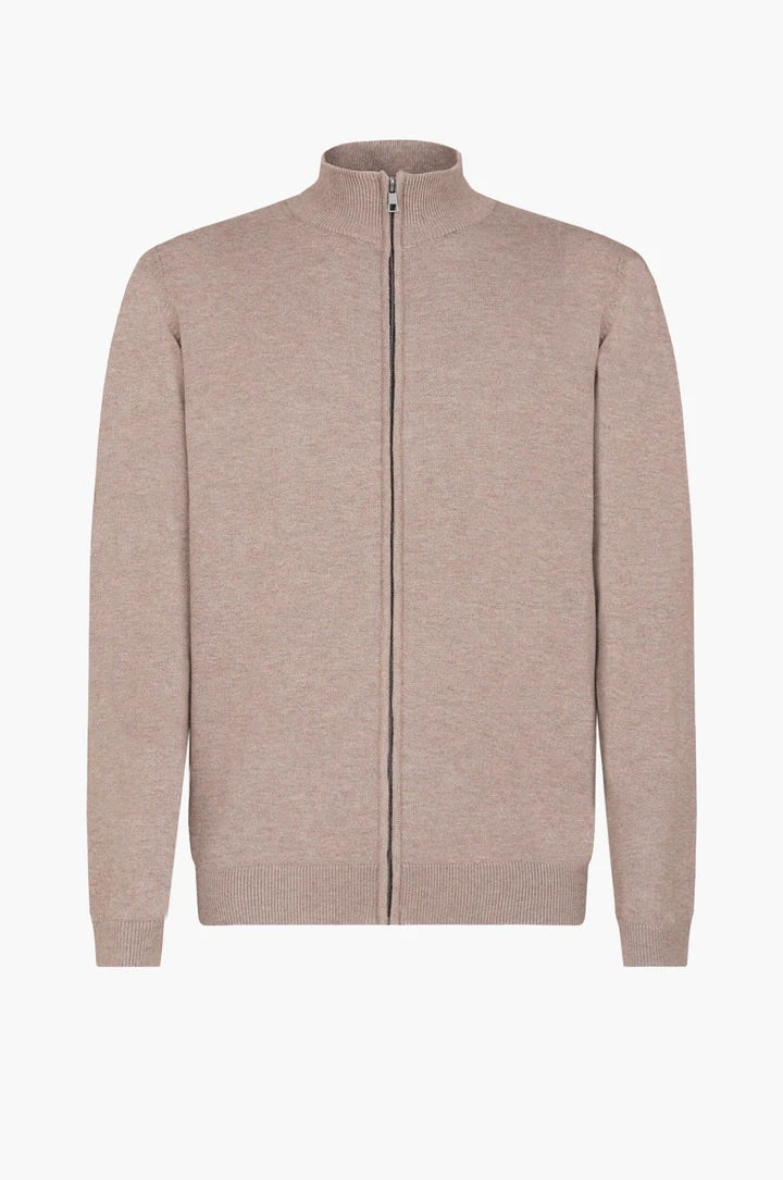 Cardigan con zip sorbino noce