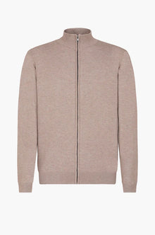 Cardigan con zip sorbino noce