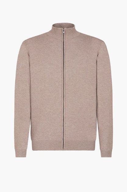 Cardigan con zip sorbino noce