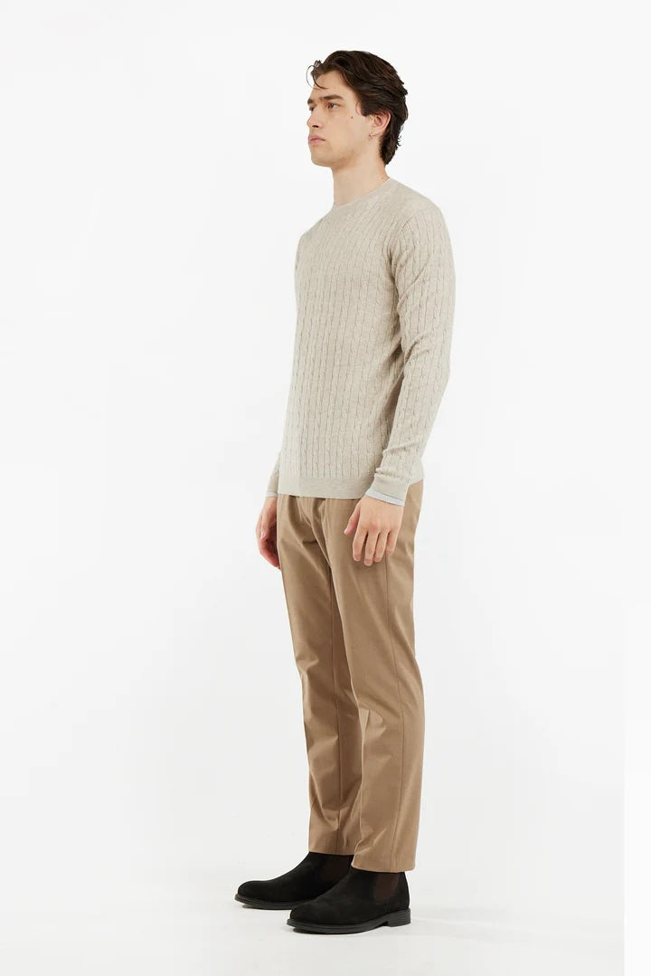 Pullover con trama intrecciata misto lana Sorbino beige