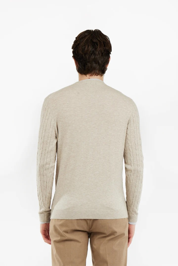 Pullover con trama intrecciata misto lana Sorbino beige