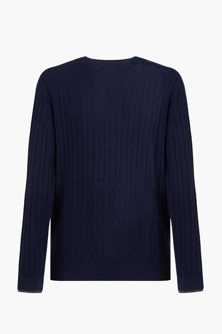 Pullover con trama intrecciata misto lana Sorbino blu