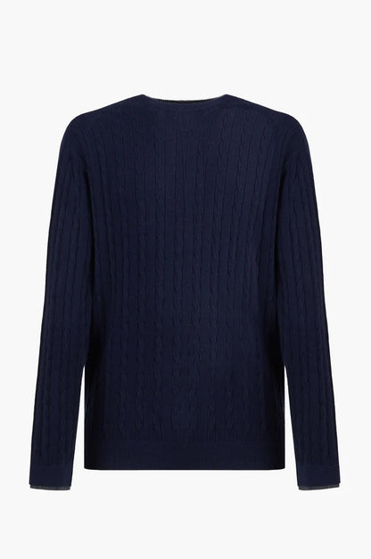 Pullover con trama intrecciata misto lana Sorbino blu