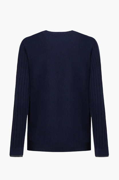 Pullover con trama intrecciata misto lana Sorbino blu