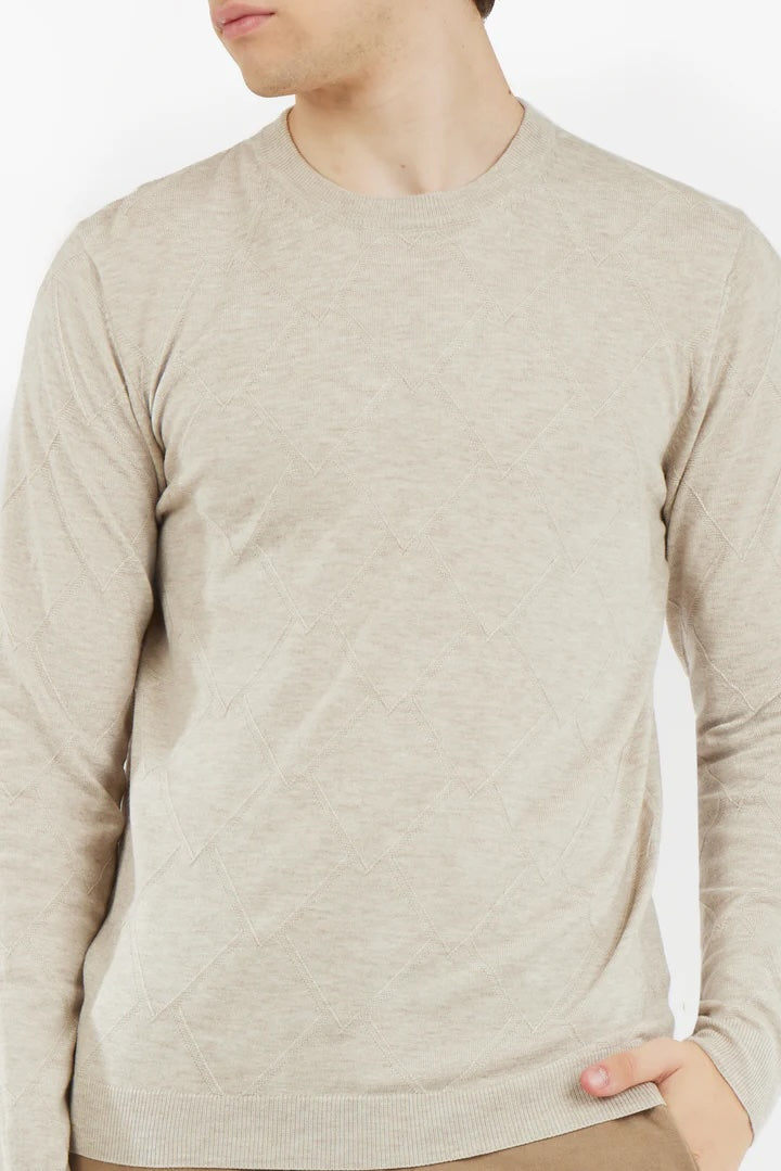 Pullover con trama misto lana Sorbino beige