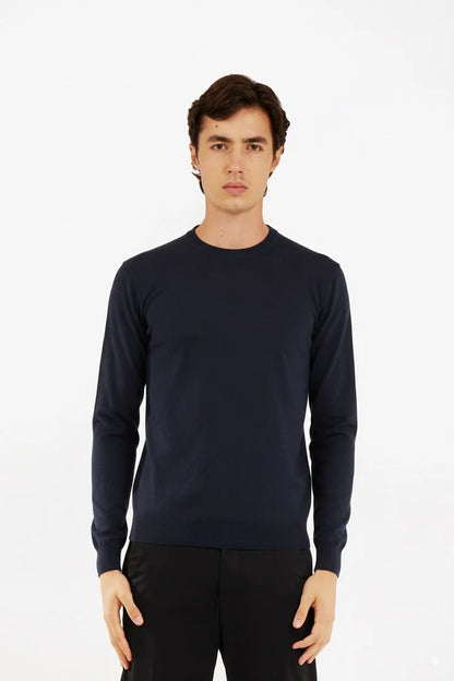 Pullover con trama misto lana Sorbino blu
