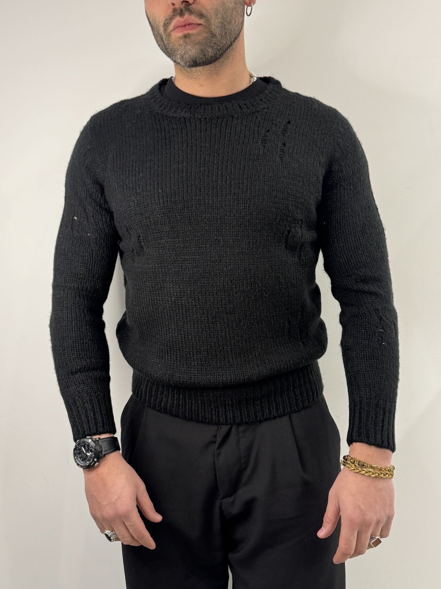 Maglione girocollo intrecciato basic