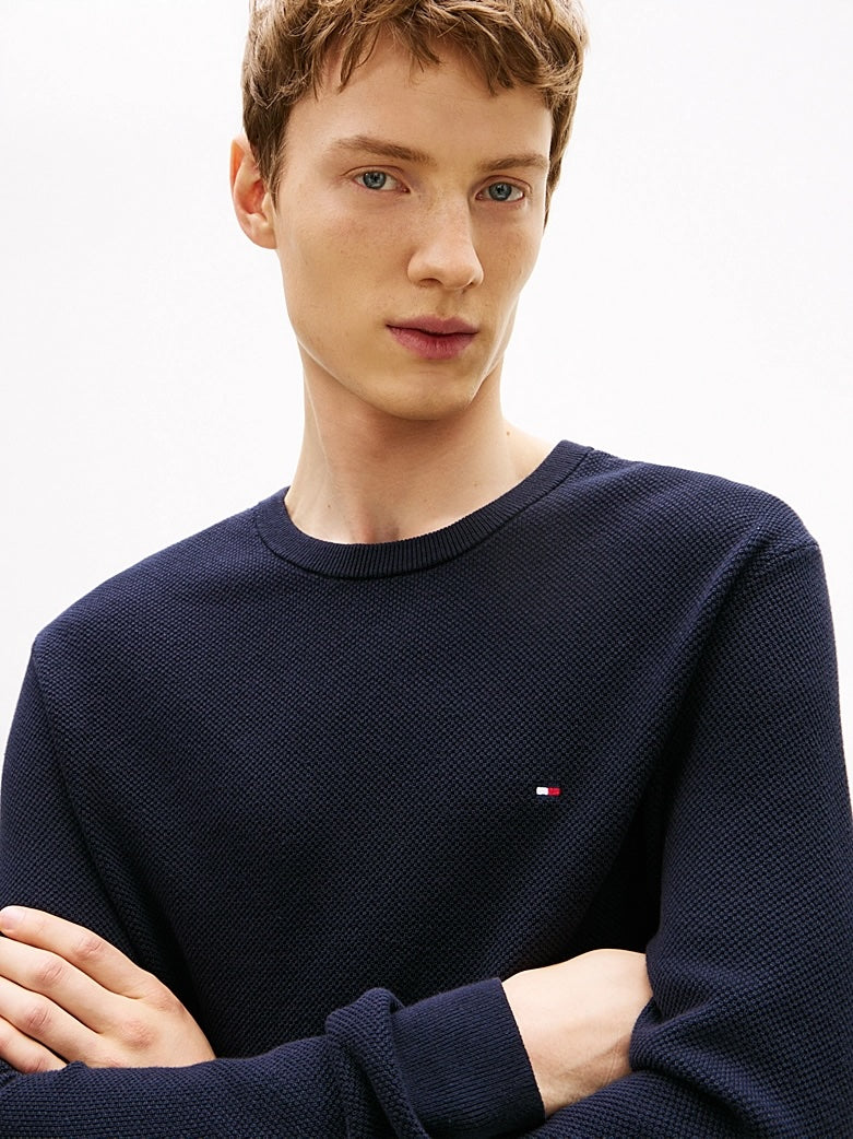 Pullover tramato con bandierina ricamata Tommy Jeans