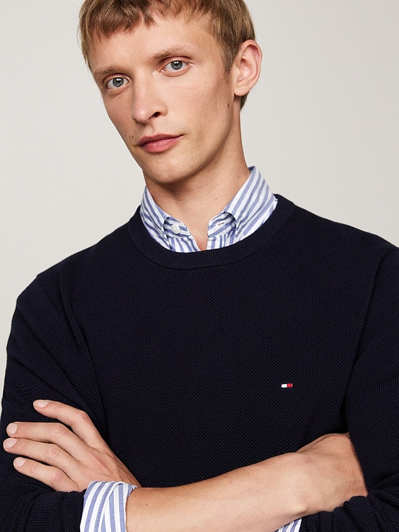 Pullover tramato con bandierina ricamata Tommy Jeans