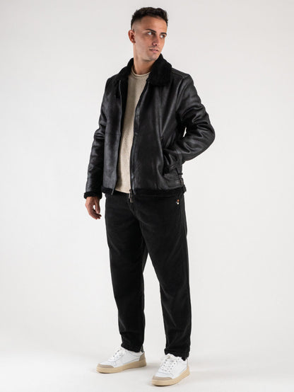 OVER-D Ecomontone morbido Giubbotto in pelle