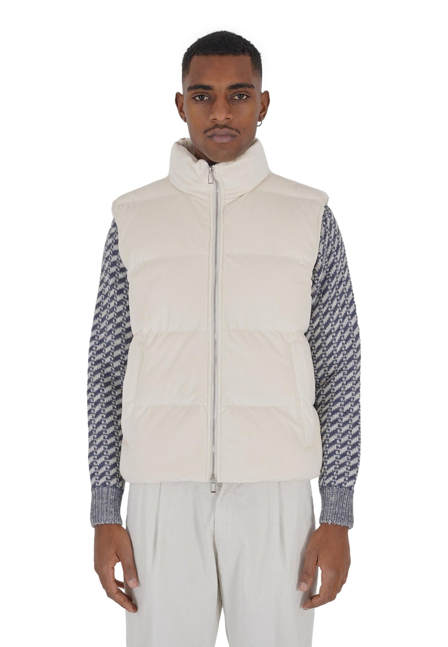 Giubbotto smanicato in velluto Out/Fit Bianco
