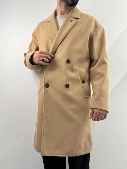 Cappotto over doppio petto beige