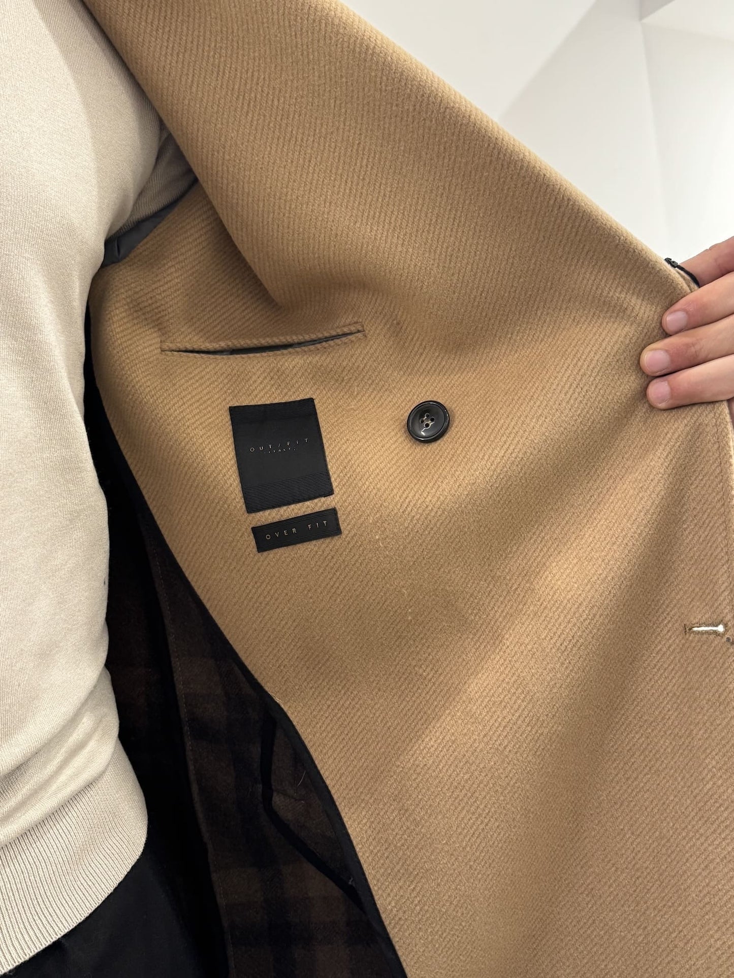 Cappotto over doppio petto beige