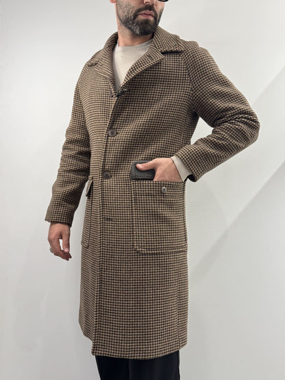 Cappotto Out/Fit in trama pied de poule marrone